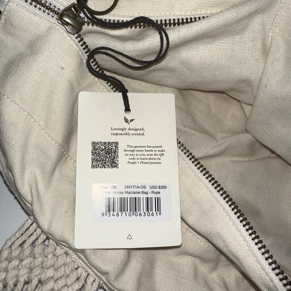 Spell Anthropologie “Sister Honey” Cream Macrame Boho Beach Tote Shoulder Bag - Picture 5 of 8